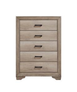 1pc Natural Finish Bedroom Chest of 5 Drawers w Black Hardware Bedroom Furniture Contemporary Design