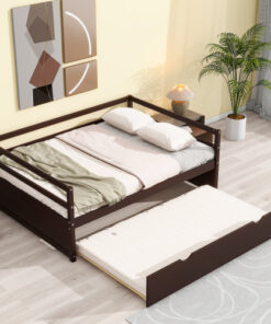 Twin Size Wood Daybed with Twin Size Trundle, Espresso