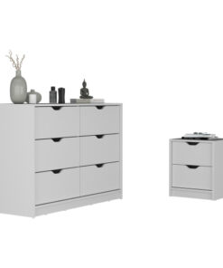 Bennett 2 Piece Bedroom Set, Nightstand + Dresser, White