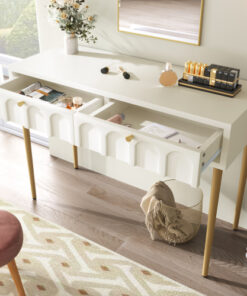 Cream White Dressing Table With 2 Drawers