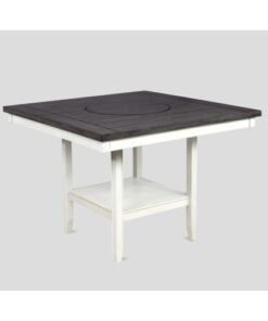 1pc Contemporary Transitional Counter Height Dining Table with 20-Inch Lazy Susan Chalk Gray Finish Wooden Wood Veneers Solid Wood Dining Room Furniture