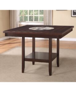 1pc Contemporary Transitional Counter Height Dining Table with 20-Inch Lazy Susan Rich Dark Brown Finish Wooden Wood Veneers Solid Wood Dining Room Furniture
