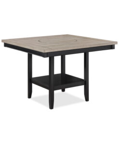 1pc Contemporary Transitional Counter Height Dining Table with 20-Inch Lazy Susan Light Gray Tow-Tone Finish Wooden Wood Veneers Solid Wood Dining Room Furniture