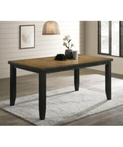 1pc Contemporary Style Dining Rectangular Table with18" Leaf Tapered Block Feet Wheat Charcoal Finish Dining Room Solid Wood Wooden Furniture