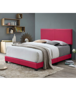 1pc Modern Beautiful Pink Full Size Bedroom Platform Bed Frame PU Fabric