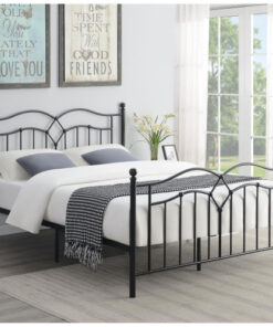 Black Slat Headboard Queen Bed