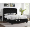 1pc Contemporary Style Upholstered Fabric Button Tufting Nailhead Trim Demi-wings Eva Bed Black Finish Wooden Bedroom Furniture