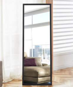 Third generation black solid wood frame full body mirror, bold border, bathroom makeup mirror, bedroom porch, decorative mirror, clothing store, floor standing large mirror. Black 65 "* 22.8"