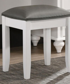 White Vanity Stool with Padded Seat
