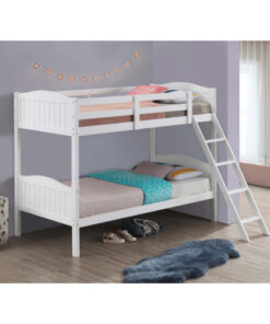 White Twin/Twin Bunk Bed with Arched Headboard