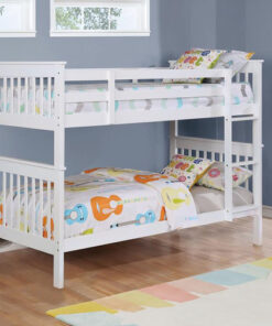 White Slatted Headboard Twin/Twin Bunk Bed