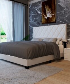 WHITE QUEEN SIZE ADJUSTABLE UPHOLSTERED BED FRAME AMERICAN SIMPLE AND VERSATILE STYLE,SUITABLE FOR ANY ROOM STYLE