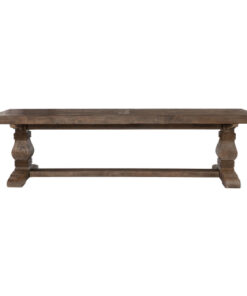 66 Inch Plank Top Wooden Bench with Pedestal Base, Brown