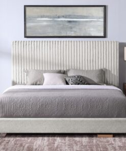 Bridgevine Home King Size Minky Stone Upholstered Platform Bed