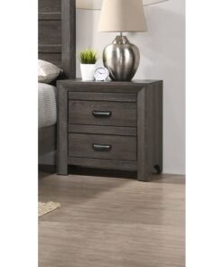 1pc Contemporary Nightstand End Table with Two Storage Drawers Brown Gray Finish Bedroom Wooden Furniture