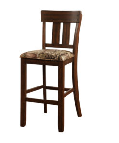 Wooden Bar Stool with Camouflage Fabric Seat, Brown