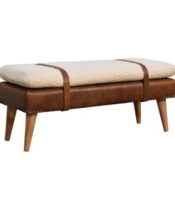 Boucle Buffalo Hide Leather Bench