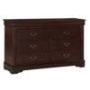1pc Cherry Finish Six Drawers Louis Philip Dresser Solid Wood Contemporary Sleek Ample Storage