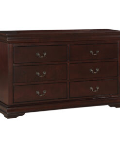 1pc Cherry Finish Six Drawers Louis Philip Dresser Solid Wood Contemporary Sleek Ample Storage