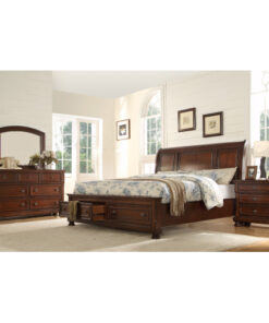 Baltimore King 4 Pc Storage Platform Bedroom Set Made with Wood in Dark Walnut