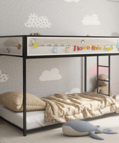 Adam Twin Twin Bunk Black with White Mesh Guard Rail