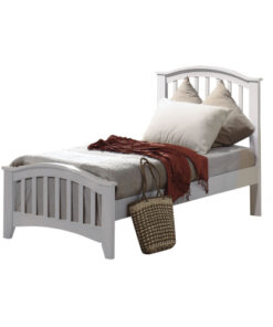 White Twin Bed with Slatted Headboard and Footboard