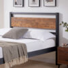 Wood Headboard Twin Size Bed, Twin Headboard Only with Rustic Solid Wood Board Easy Assembly Twin Headboard with Metal Slats Sturdy, Headboards for Adjustable Bed, 39'' Tall, Rustic Brown