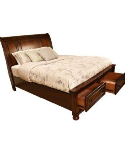 Baltimore Queen Storage Platform Bed Made with Wood in Dark Walnut