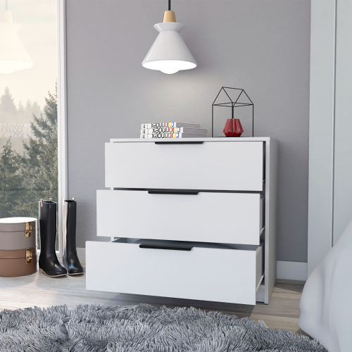 Dresser 27"H, 3 Drawers Dresser, Superior Top, White - Image 4
