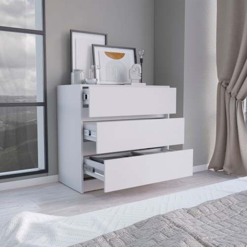 Dresser 31"H, 3 Drawers, Chest of Drawers, White - Image 4