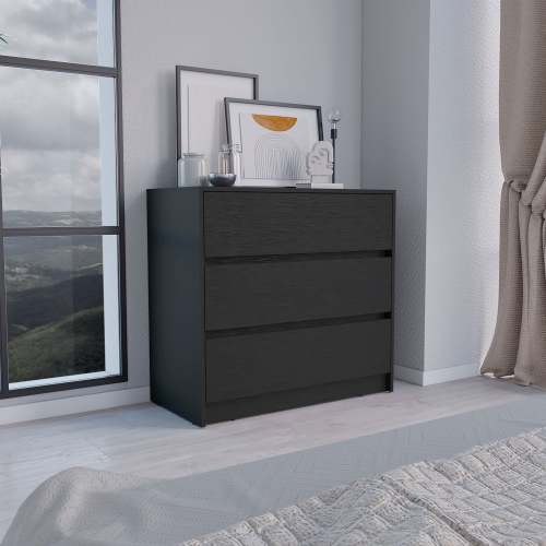 Dresser 31"H, 3 Drawers, Chest of Drawers, Black - Image 2