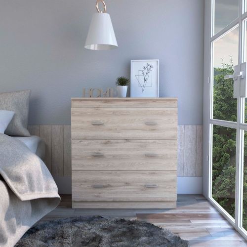 Topaz Three Drawer Dresser, Superior Top, Handles, Light Gray - Image 2
