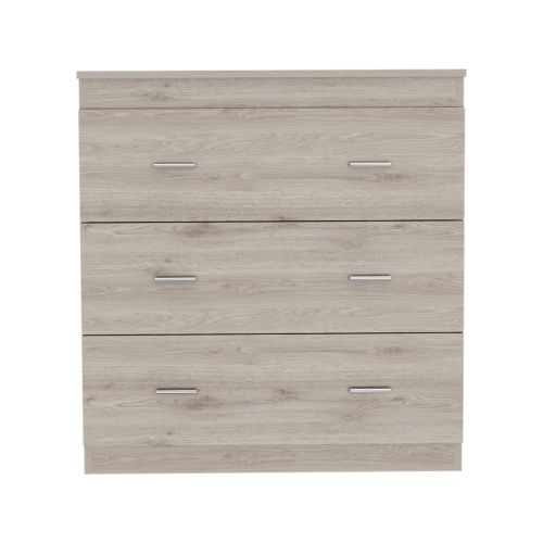 Topaz Three Drawer Dresser, Superior Top, Handles, Light Gray - Image 3