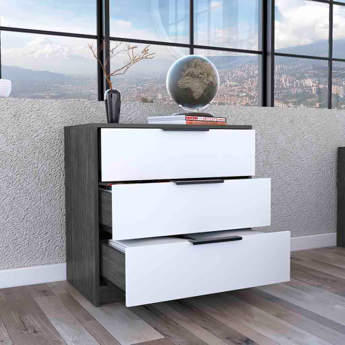 Dresser 27"H, 3 Drawers Dresser, Superior Top, Smokey Oak / White - Image 7