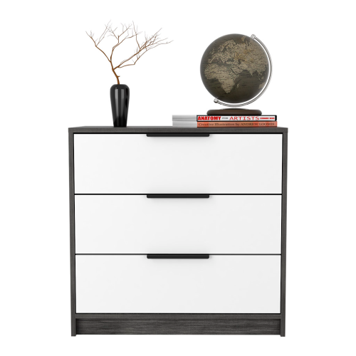 Dresser 27"H, 3 Drawers Dresser, Superior Top, Smokey Oak / White - Image 5