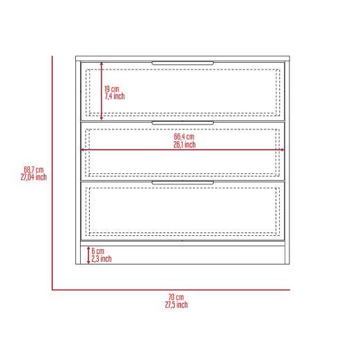 Dresser 27"H, 3 Drawers Dresser, Superior Top, White - Image 12