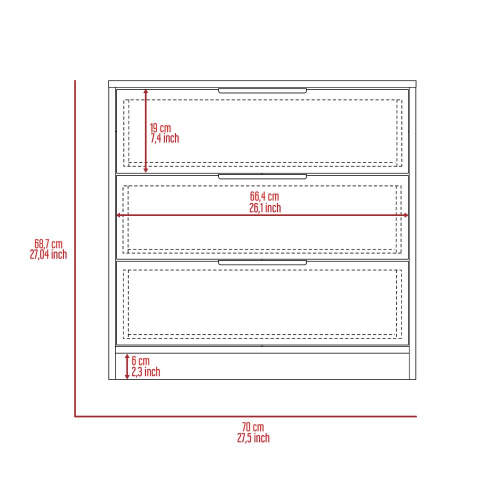 Dresser 27"H, 3 Drawers Dresser, Superior Top, Light Gray - Image 9