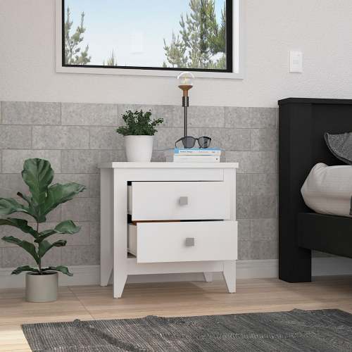 Nightstand 24"H, Two Drawers, Four Legs, Superior Top, White - Image 4