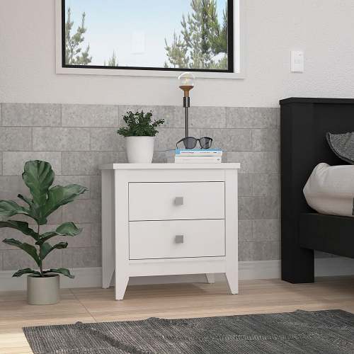 Nightstand 24"H, Two Drawers, Four Legs, Superior Top, White - Image 2