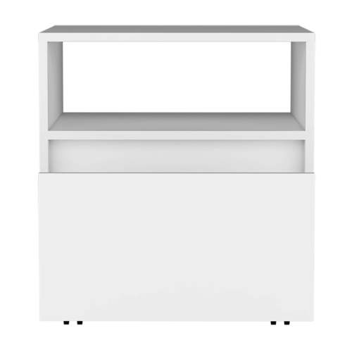 Nightstand 20"H, with One Open Shelf, 1 Drawer and Casters, White - Image 8