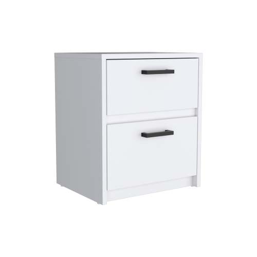 Nightstand 18"H , 2 Drawers with Metal Handles, White - Image 7