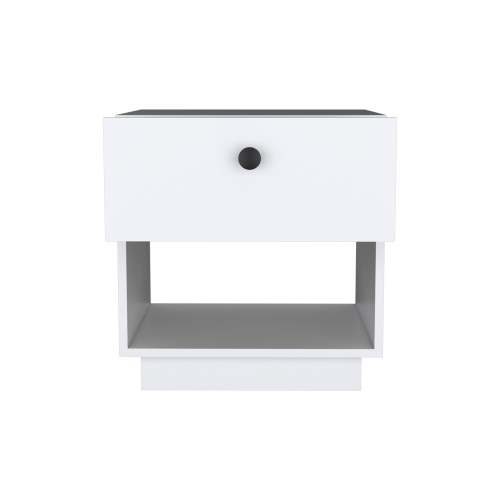 Single Drawer Nightstand 19"H with Open Storage Shelf, White - Image 9