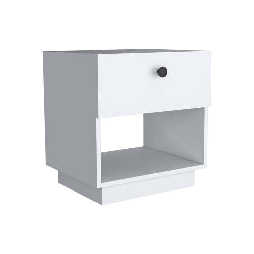 Single Drawer Nightstand 19"H with Open Storage Shelf, White - Image 7