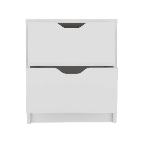 Double Drawer Nightstand 19"H, Bedside Table, White - Image 7