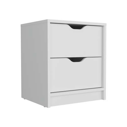 Double Drawer Nightstand 19"H, Bedside Table, White - Image 5