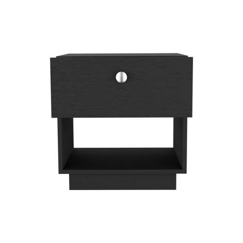 Single Drawer Nightstand 19"H with Open Storage Shelf, Black - Image 8