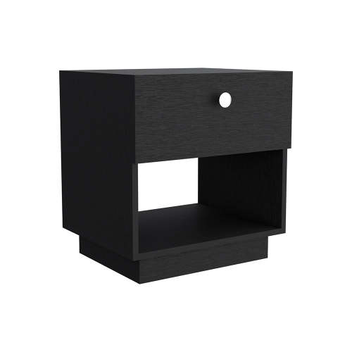 Single Drawer Nightstand 19"H with Open Storage Shelf, Black - Image 5
