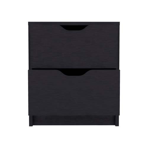 Double Drawer Nightstand 19"H, Bedside Table, Black - Image 12