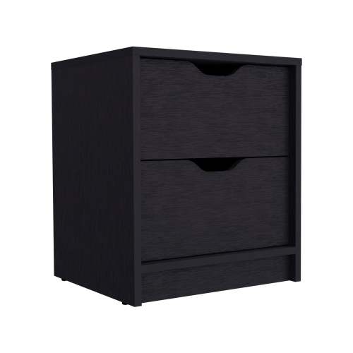 Double Drawer Nightstand 19"H, Bedside Table, Black - Image 6