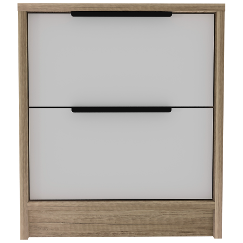 Modern Nightstand 19" H, Two Drawers, White / Light Oak - Image 5